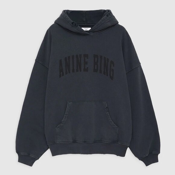Anine Bing Harvey Sweatshirt - Dark Washed Black - Picture 1 of 3